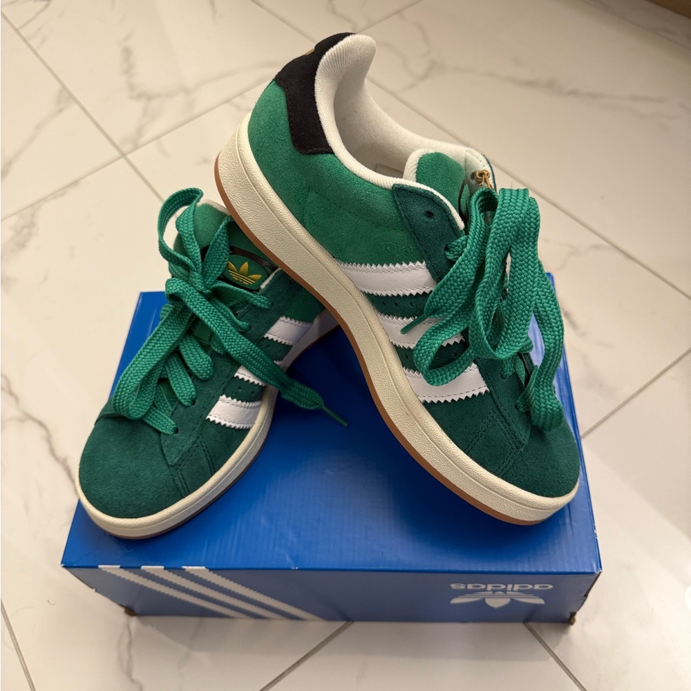 Adidas Campus Green and White Shoes